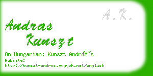 andras kunszt business card